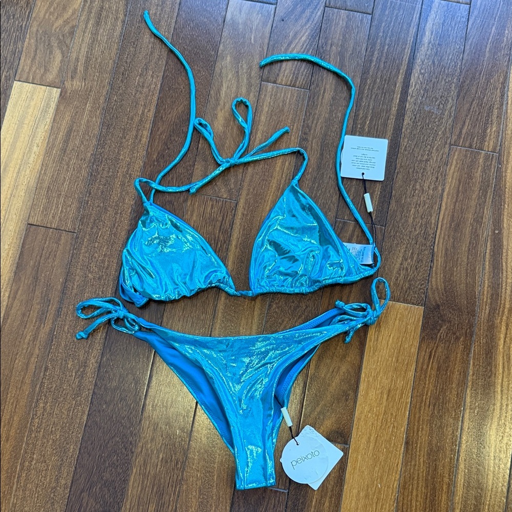 Peixoto metallic Teal Bikini Set